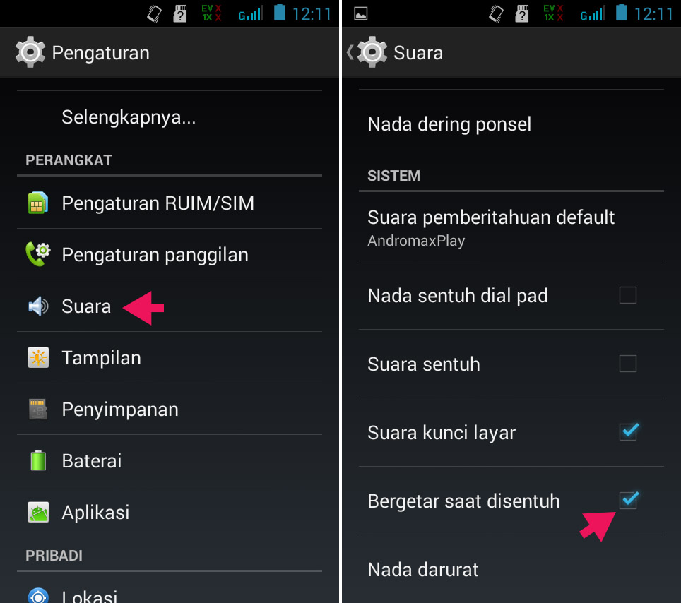 Cara Mematikan Getar Pada Tombol Di HP Smartfren Andromax G2 AD681H