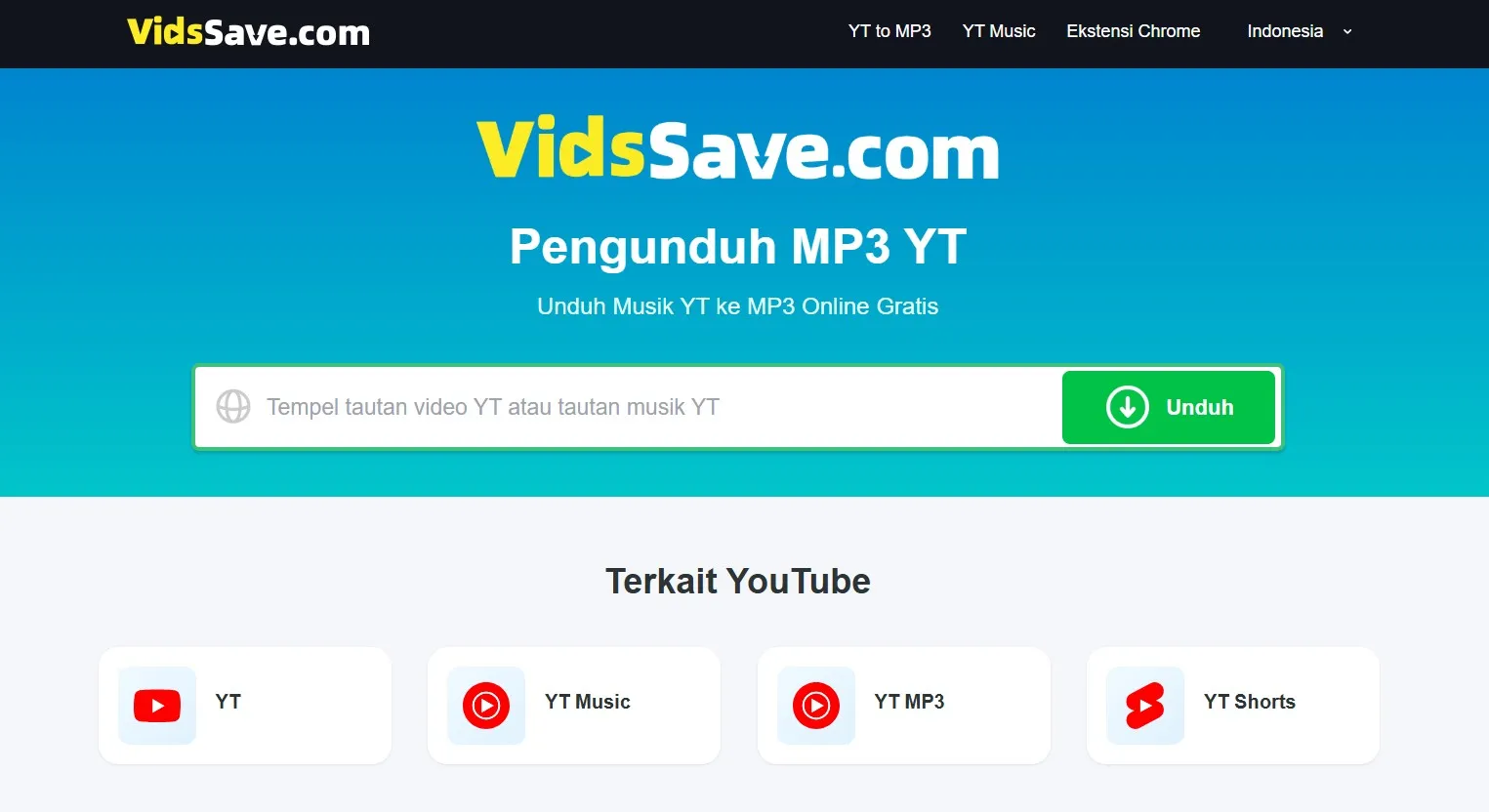 Cara download lagu MP3 YouTube dengan Vidssave