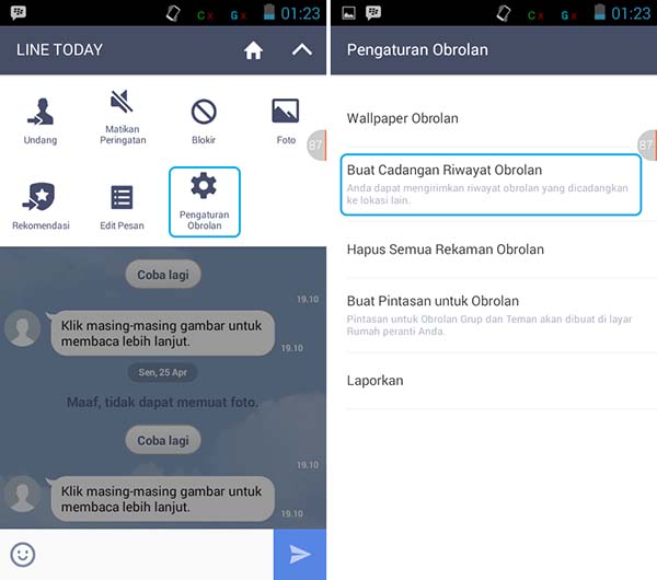 Backup Riwayat Obrolan LINE Android