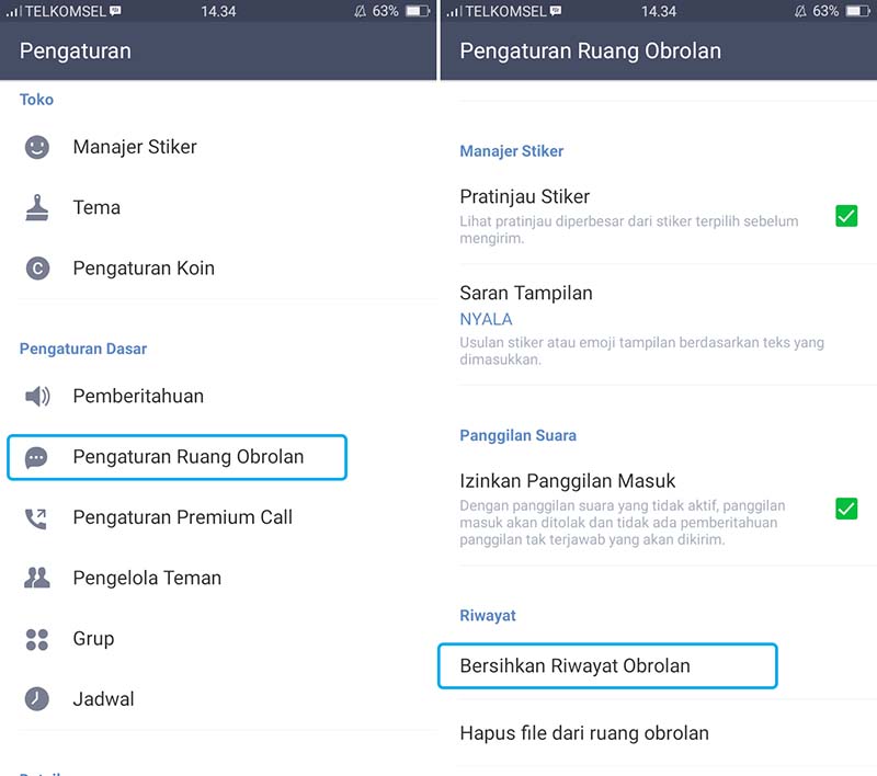 Bersihkan Riwayat Obrolan LINE Android