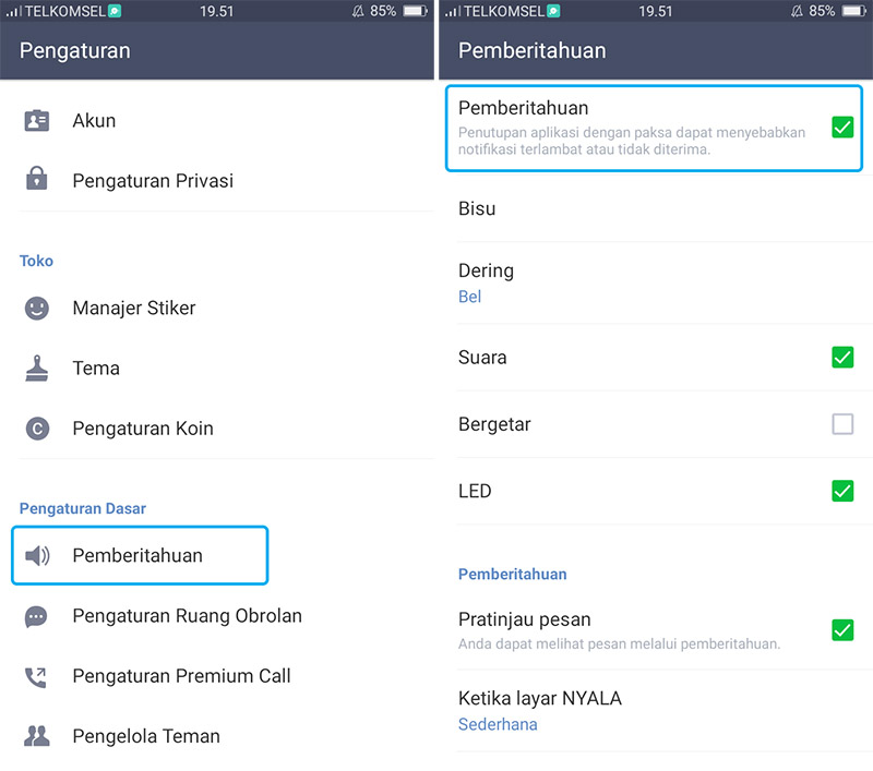 Aktifkan Pemberitahuan Pada Aplikasi