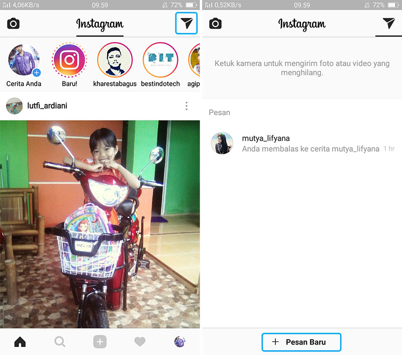 Kirim Pesan DM di Instagram