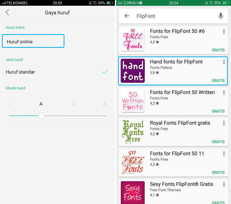 Pilih Gaya Font OPPO
