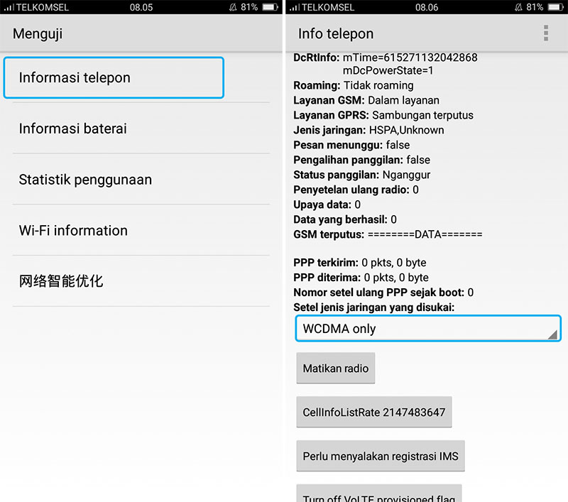 Pilih Informasi Telepon