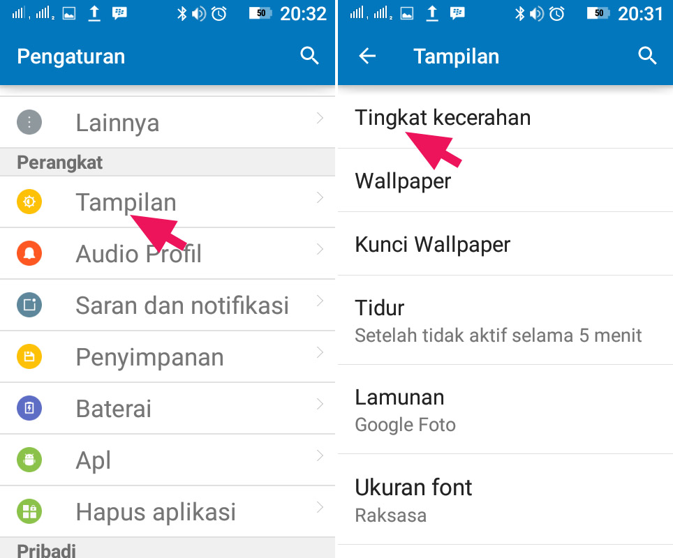 Kurangi Tingkat Kecerahan Layar