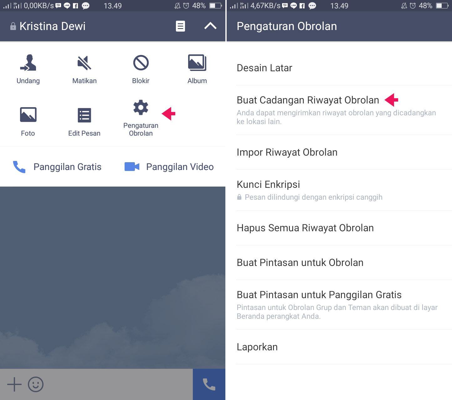 Pilih Pengaturan Obrolan