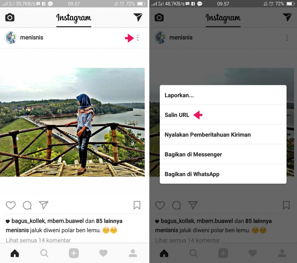 Cara Copy Link URL Instagram (Akun, Foto, Video) di Android - Dianisa.com
