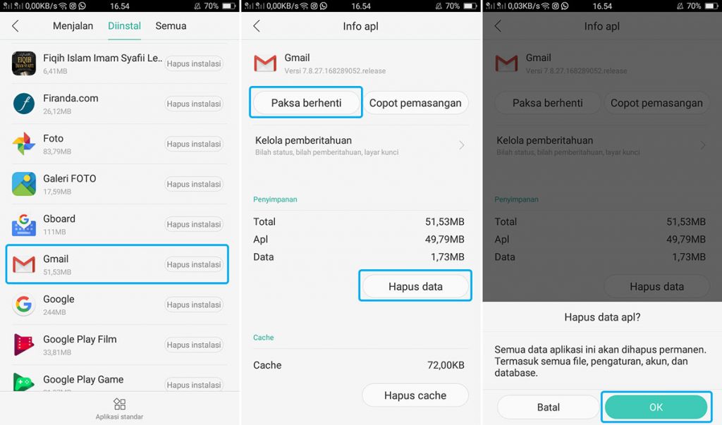 Hapus Data Gmail