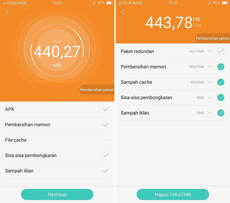 Membersihkan Memori Internal