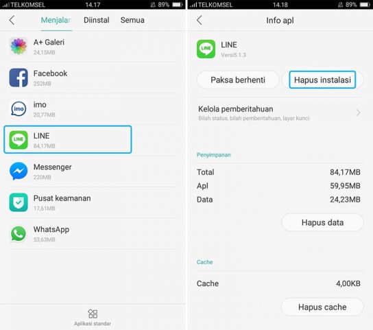 Menghapus Aplikasi Android