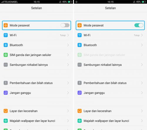 Mode Pesawat Android