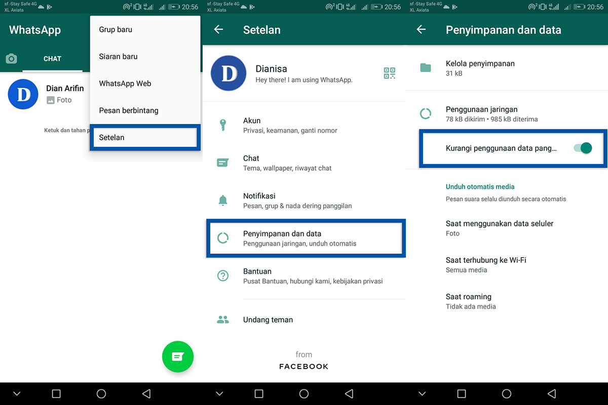 1 Aktifkan fitur penghemat data panggilan WhatsApp