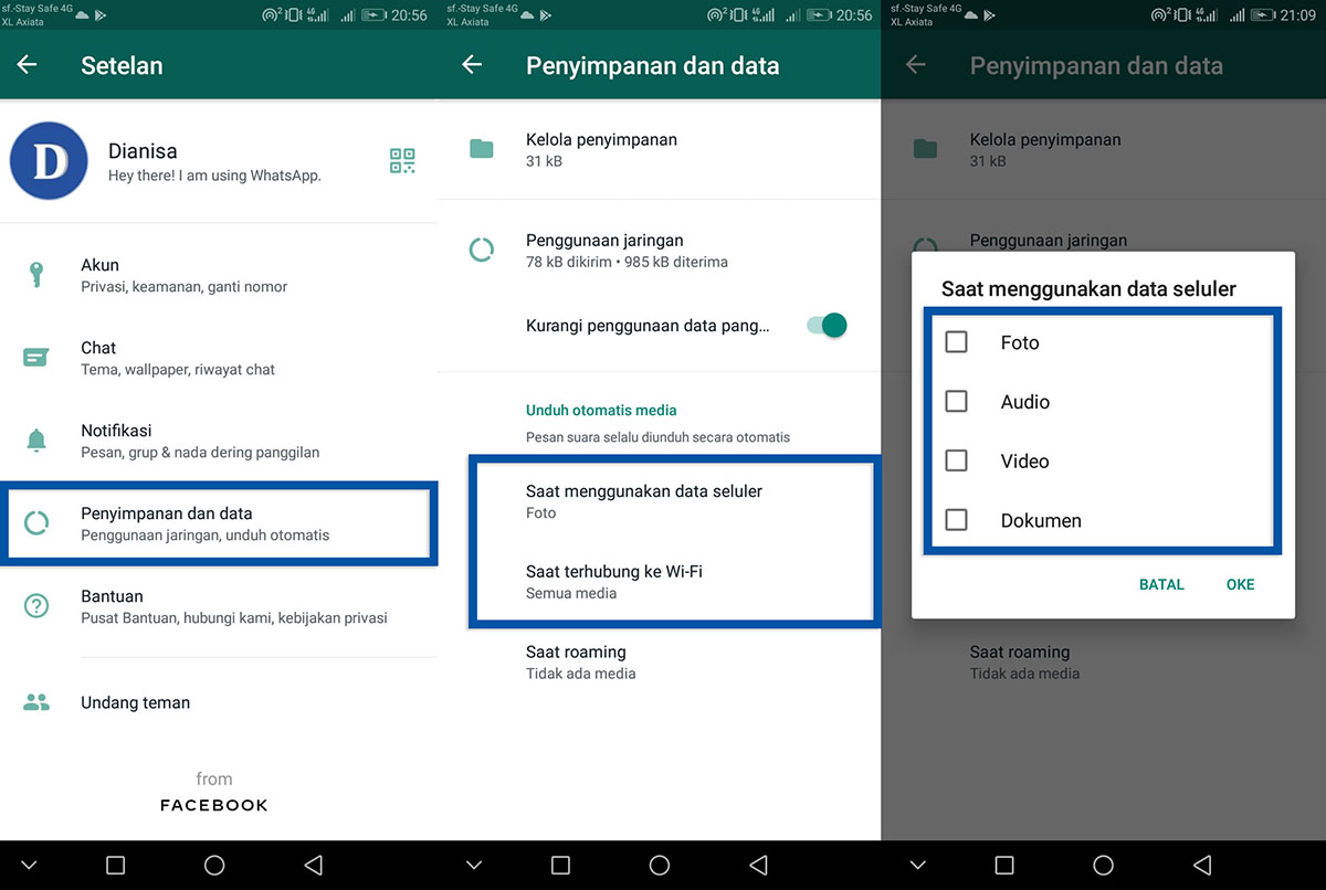 2 Matikan unduhan data otomatis WhatsApp