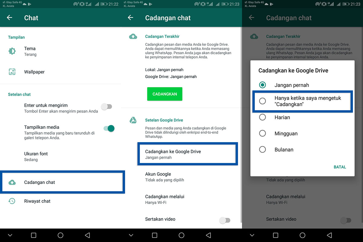 3 Tunda Backup Chat WhatsApp