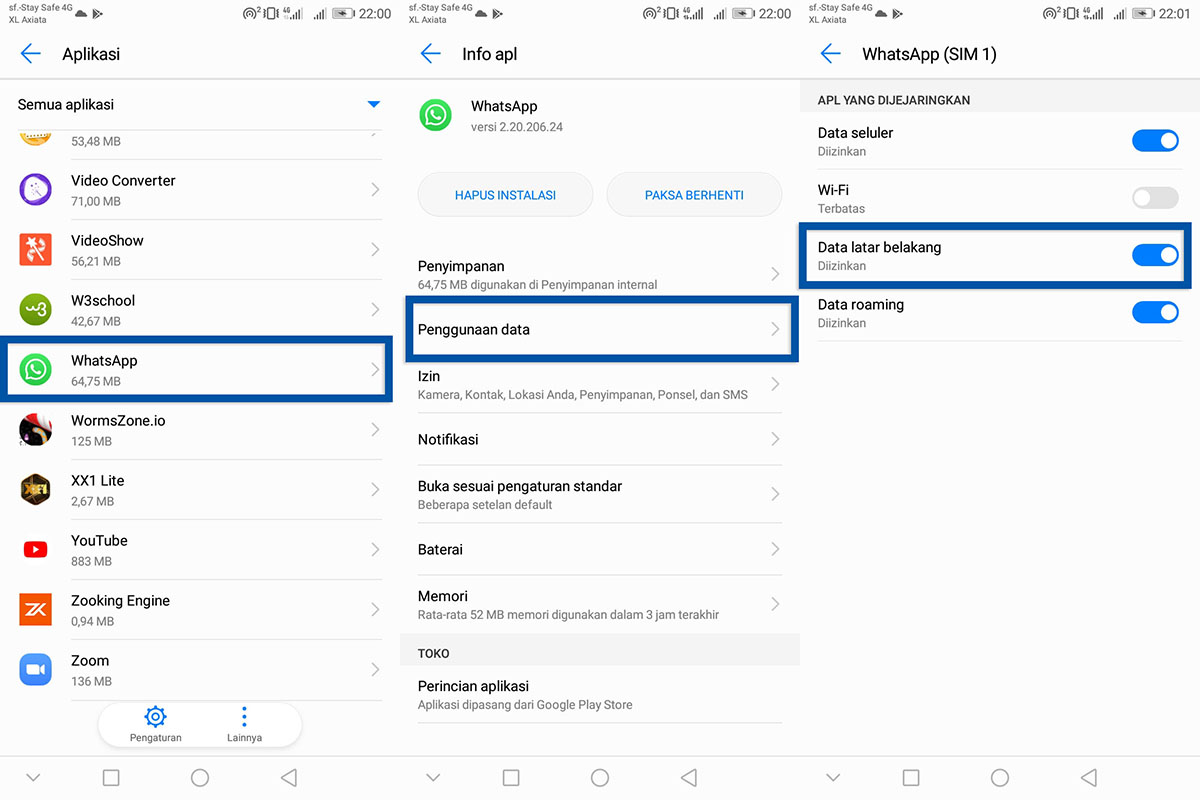 5 Matikan data latar belakang WhatsApp