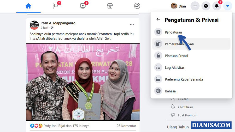 2 Pilih Pengaturan Facebook