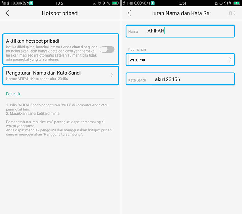 Aktifkan Hotspot Pribadi