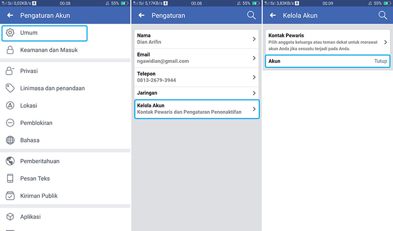 Nonaktifkan Akun Facebook