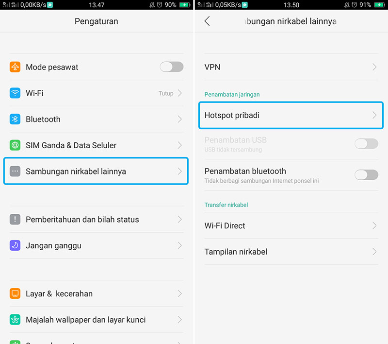 cara hotspot hp oppo a37