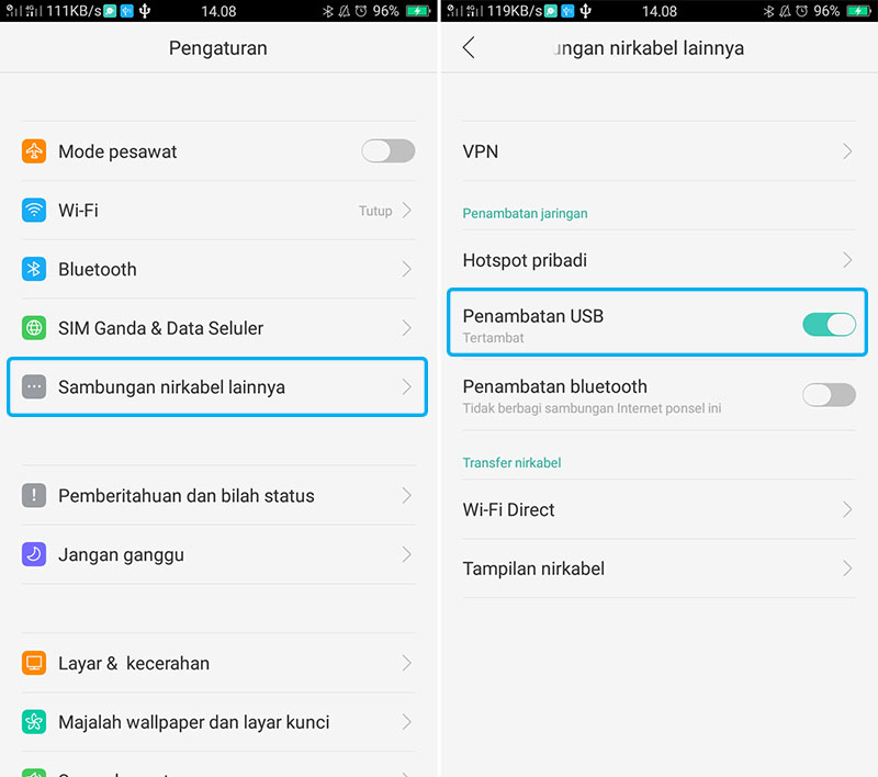 Pilih Perambatan USB