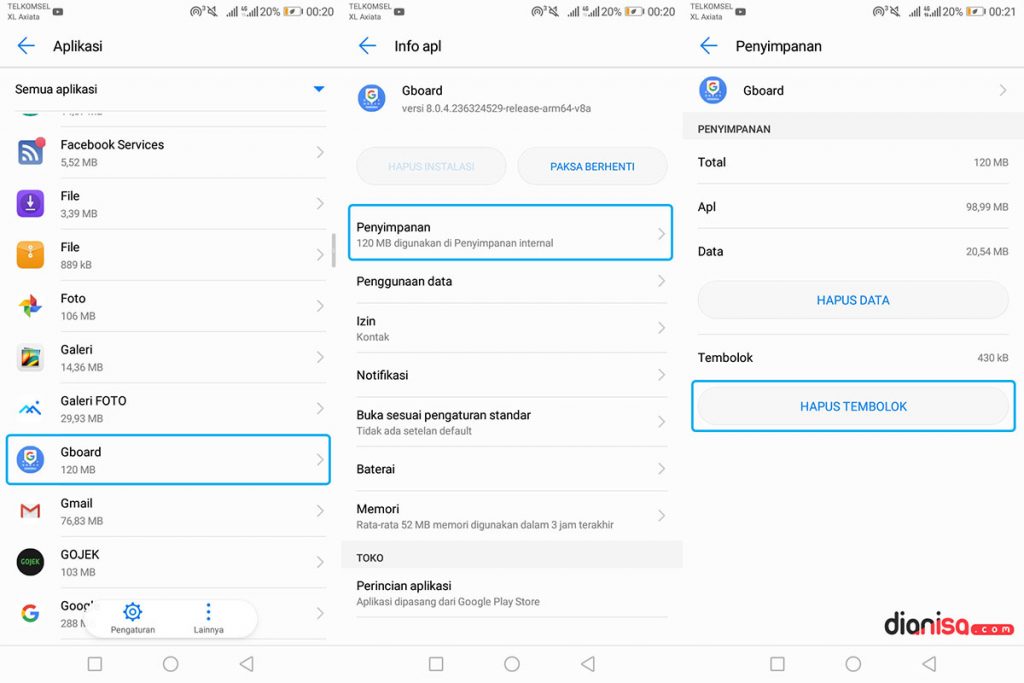 Hapus Cache Keyboard