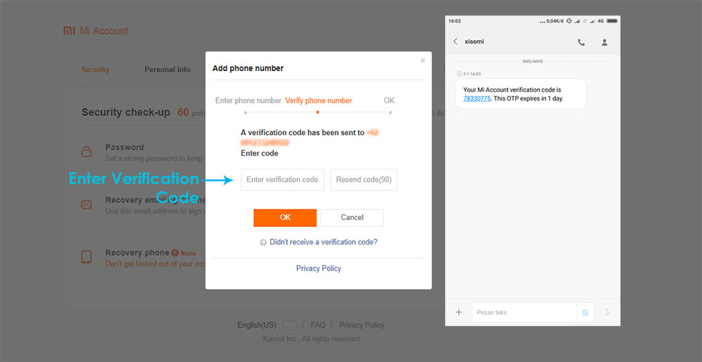 Verifikasi Nomor HP Anda