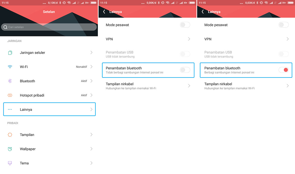 Aktifkan Penambatan Bluetooth