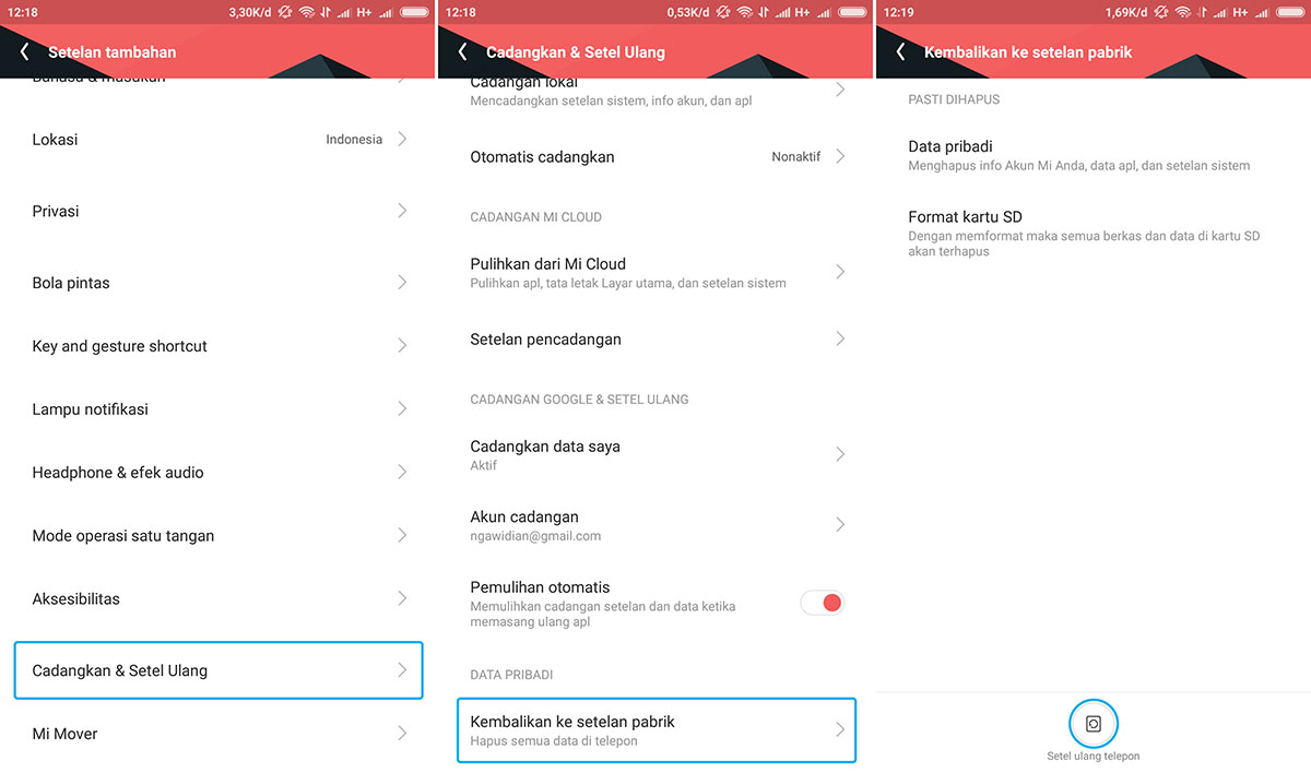 Factory Reset HP Xiaomi