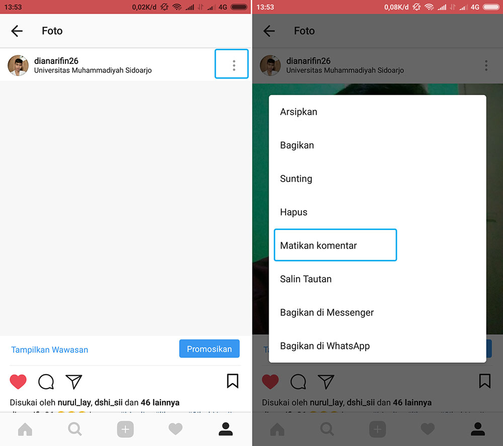 Matikan Komentar - Unggahan Lama