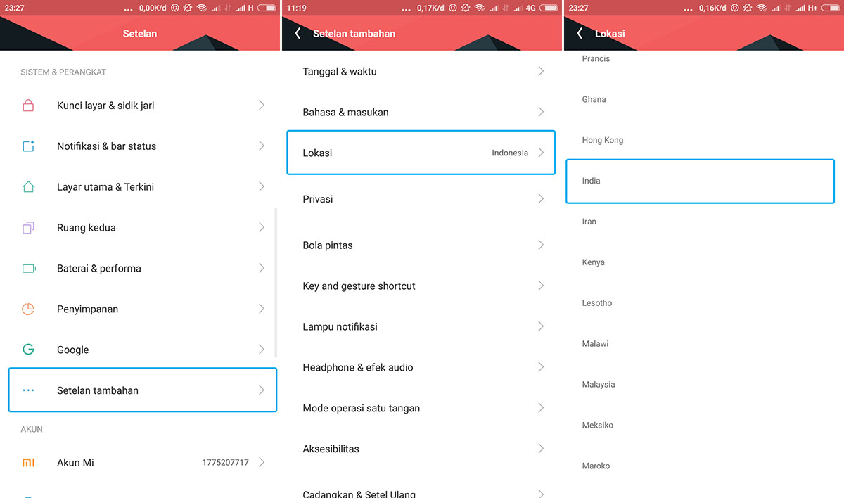 Ubah Setelan Lokasi Xiaomi