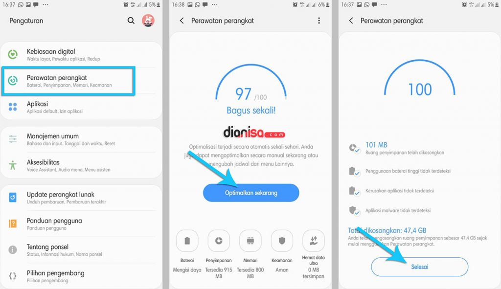 Membersihkan Cache SAMSUNG