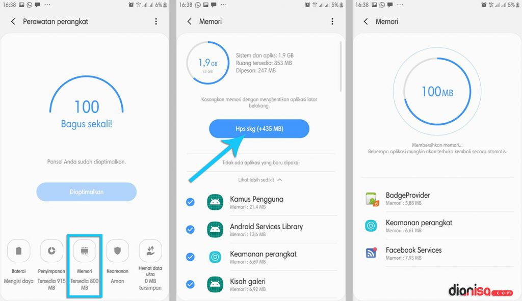 Membersihkan Memori SAMSUNG
