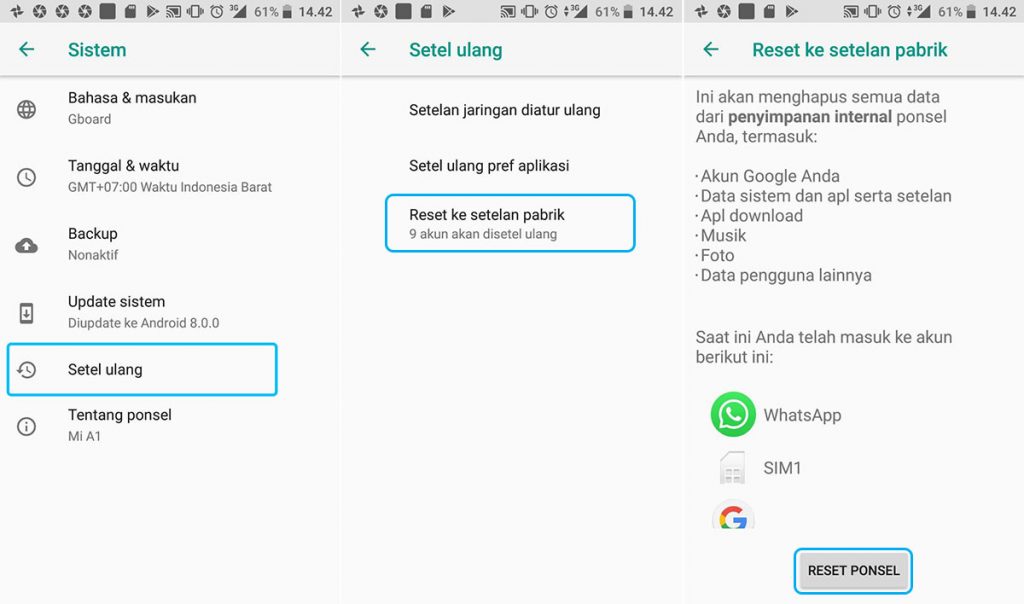 Factory Reset Xiaomi Mi A1
