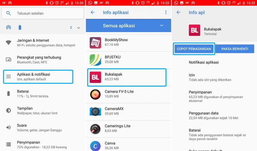 Hapus Aplikasi NOKIA