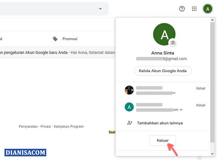 1. Keluar Akun Gmail Laptop