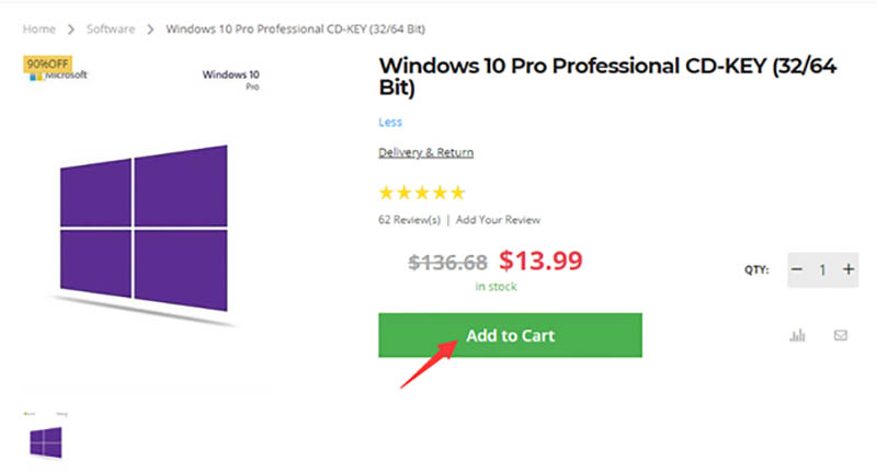 Add To Cart Windows 10 Pro Professional
