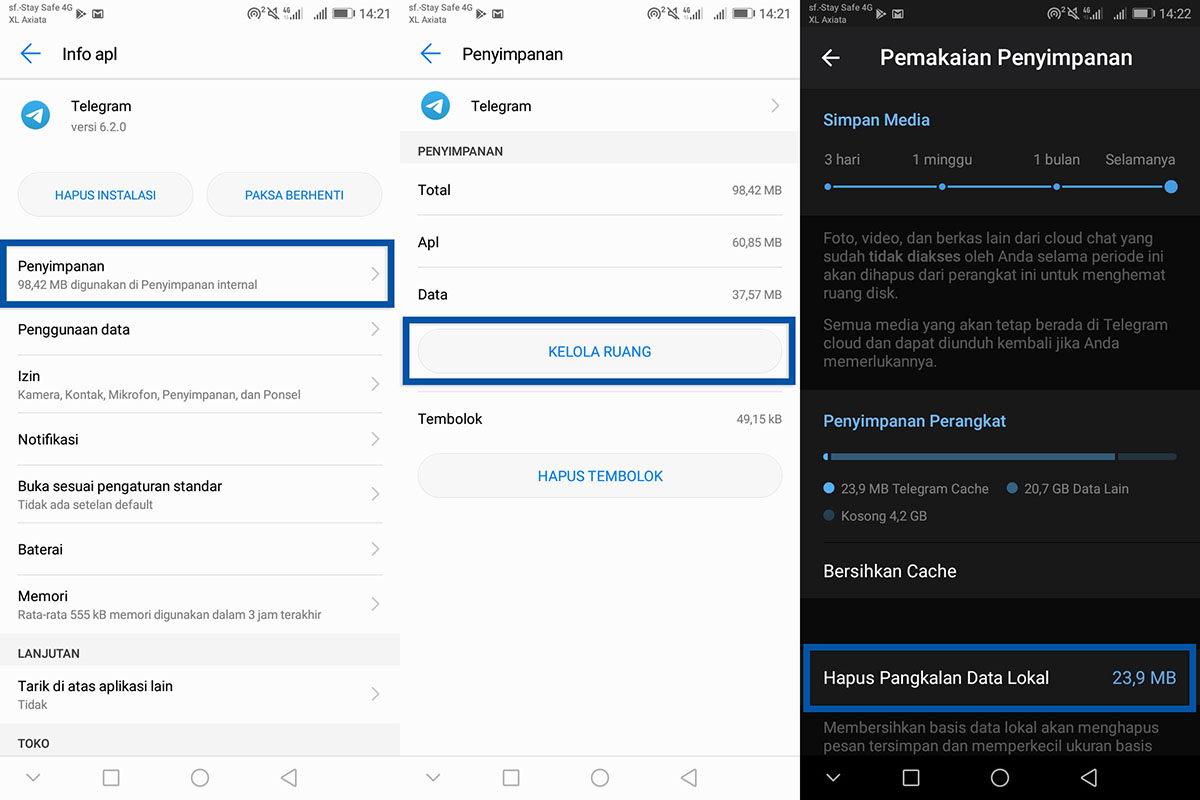 Coba Hapus Data Aplikasi Telegram