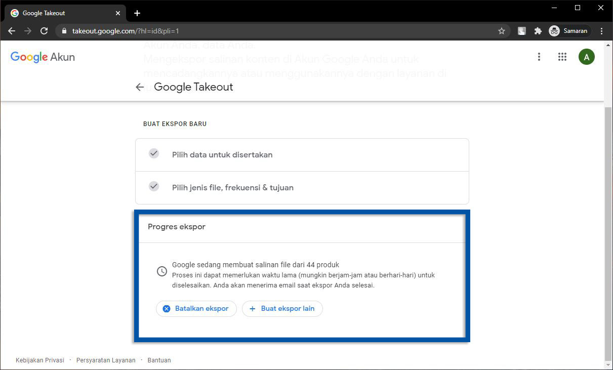 Menunggu proses backup selesai dilakukan