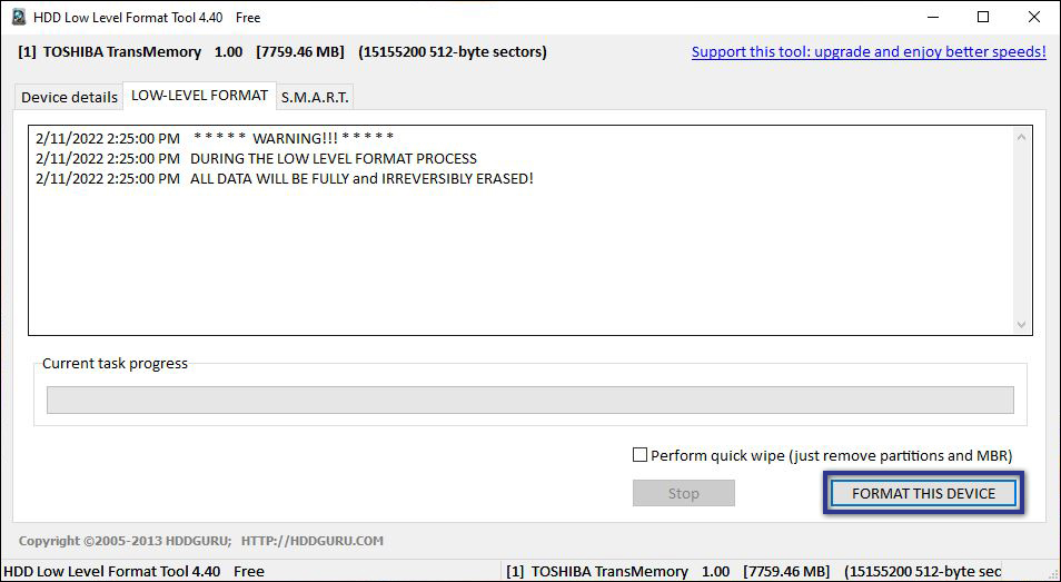 Hddguru hdd low level format tool