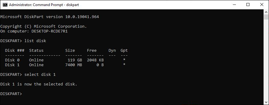 List Disk Command Prompt