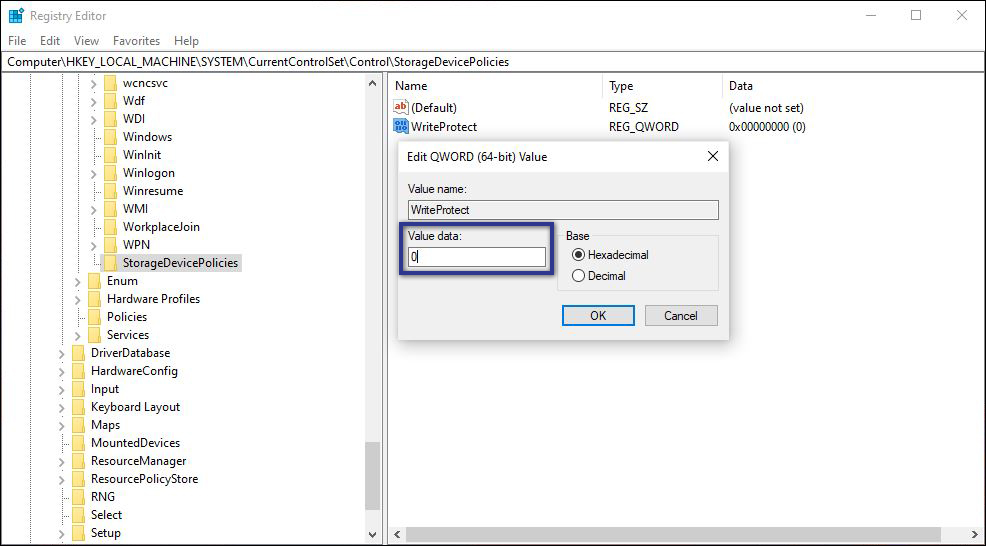 Ubah Value Data WriteProtect
