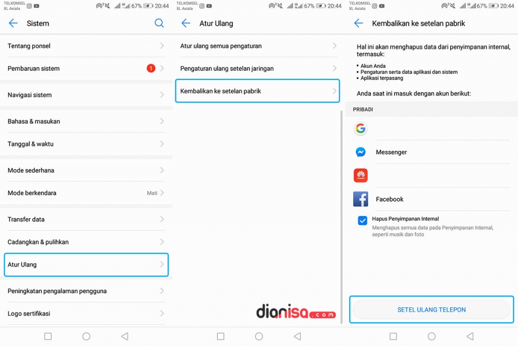 Factory Reset HP Huawei
