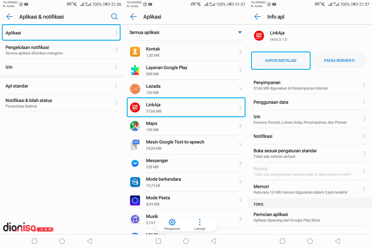 Hapus Aplikasi LinkAja