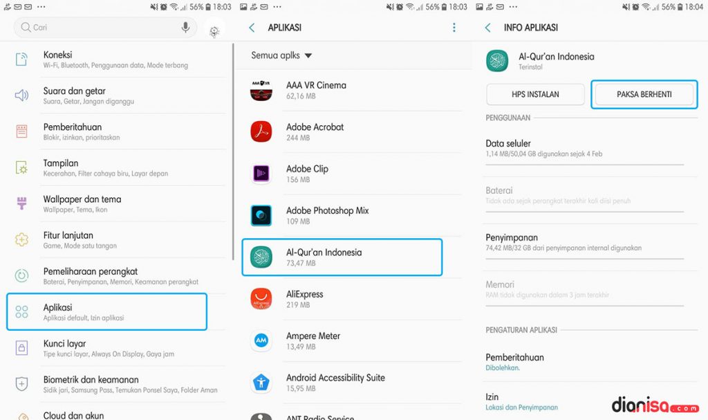 Paksa Berhenti Aplikasi SAMSUNG