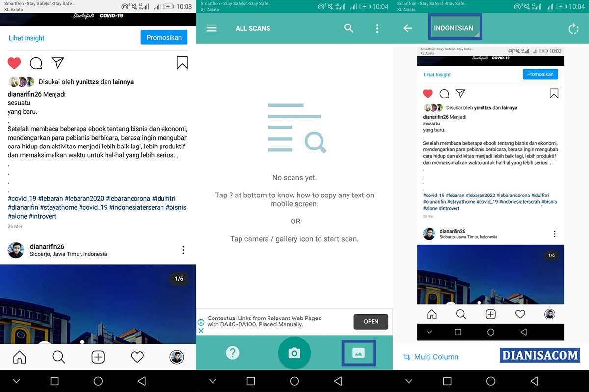 1 Salin Teks Screenshot Instagram