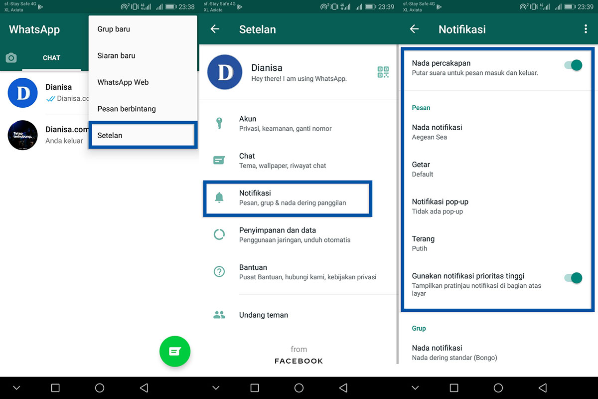 Cek Setelan Notifikasi WhatsApp