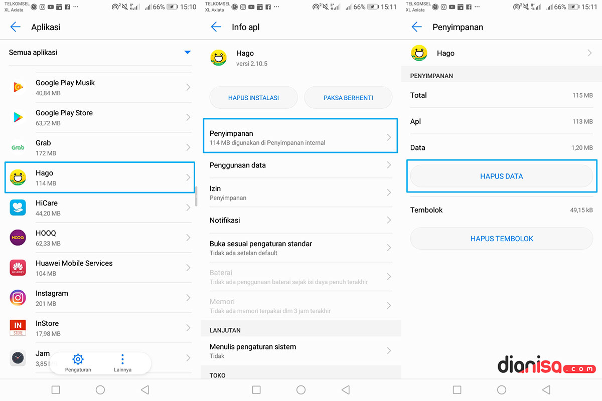 Hapus Data Game HAGO