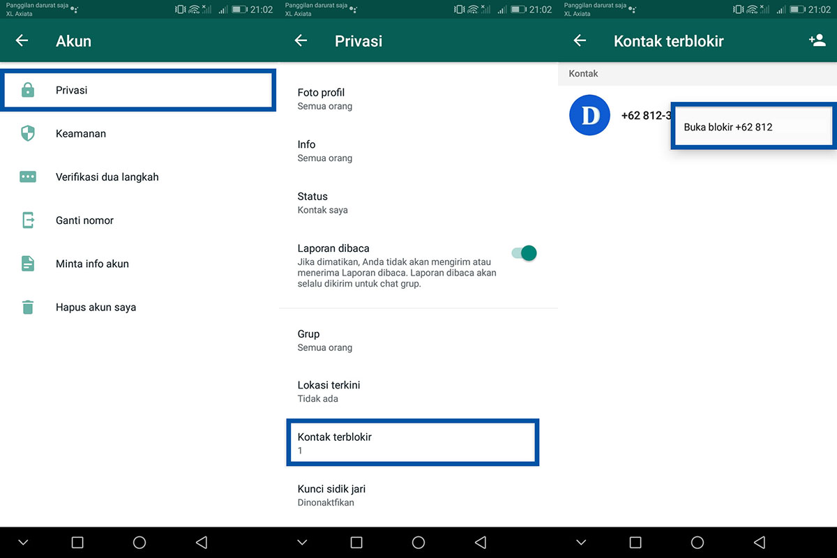 Lihat daftar blokir WhatsApp
