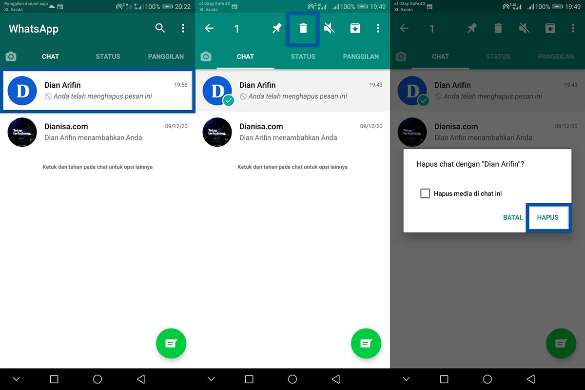 1 Menghapus Pesan Pribadi WhatsApp