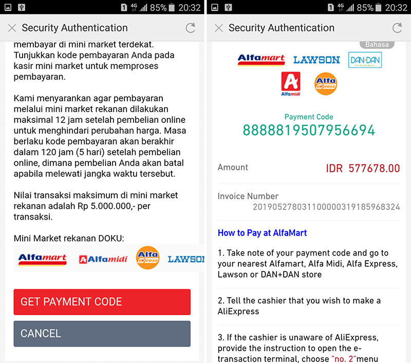 10. Kode Pembayaran di AliExpress